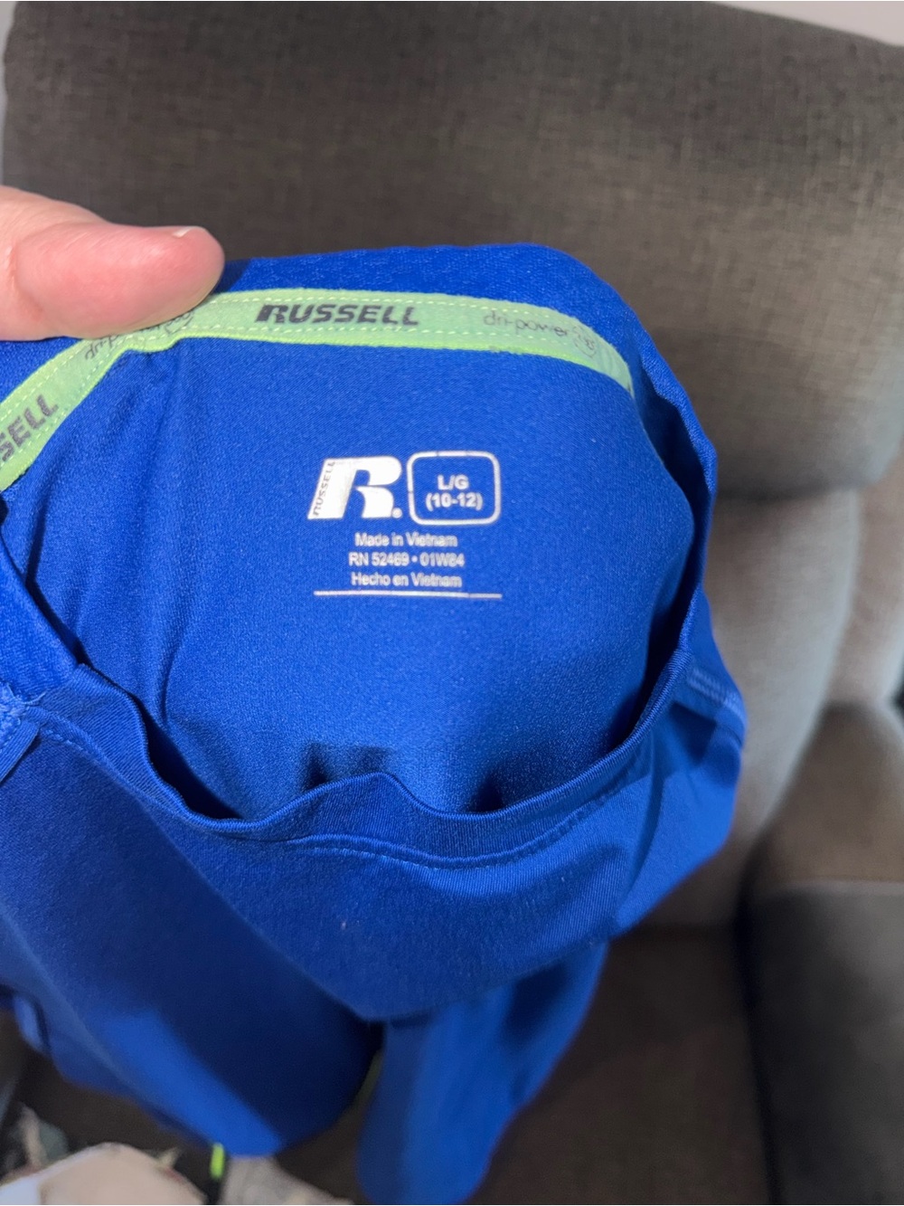Russell Athletic Royal Blue Top with Lime Trim - Picture 2 of 4